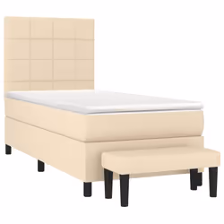 vidaXL Giroletto a Molle con Materasso Crema 90x200 cm inTessuto - Vista aggiuntiva 3