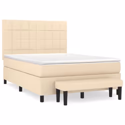vidaXL Giroletto a Molle con Materasso Crema 140x200 cm in Tessuto - Vista aggiuntiva 2