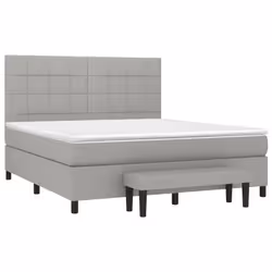 vidaXL Giroletto a Molle con Materasso Grigio Chiaro160x200 cm Tessuto - Vista aggiuntiva 3