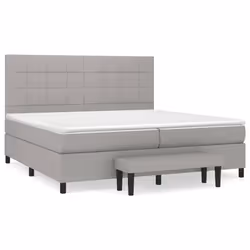 vidaXL Giroletto a Molle con Materasso Grigio Chiaro 200x200cm Tessuto - Vista aggiuntiva 2