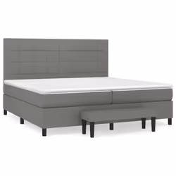 vidaXL Giroletto a Molle con Materasso Grigio Scuro 200x200 cm Tessuto - Vista aggiuntiva 2