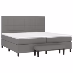 vidaXL Giroletto a Molle con Materasso Grigio Scuro 200x200 cm Tessuto - Vista aggiuntiva 3