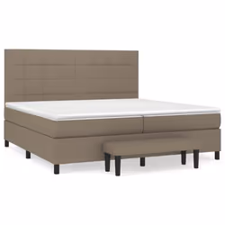 vidaXL Giroletto a Molle con Materasso Tortora 200x200 cm in Tessuto - Vista aggiuntiva 2