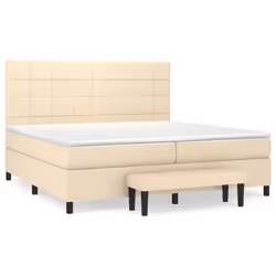 vidaXL Giroletto a Molle con Materasso Crema 200x200 cm in Tessuto - Vista aggiuntiva 2