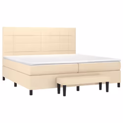 vidaXL Giroletto a Molle con Materasso Crema 200x200 cm in Tessuto - Vista aggiuntiva 3