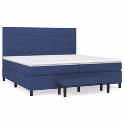 vidaXL Giroletto a Molle con Materasso Blu 200x200 cm in Tessuto - Vista aggiuntiva 2
