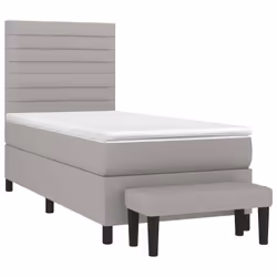 vidaXL Giroletto a Molle con Materasso Grigio Chiaro 80x200 cm Tessuto - Vista aggiuntiva 3