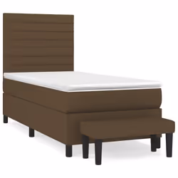 vidaXL Giroletto a Molle con Materasso Marrone Scuro 80x200 cm Tessuto - Vista aggiuntiva 2