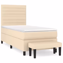 vidaXL Giroletto a Molle con Materasso Crema 80x200 cm inTessuto - Vista aggiuntiva 2