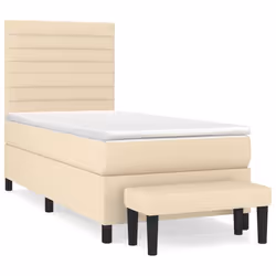 vidaXL Giroletto a Molle con Materasso Crema 90x190 cm in Tessuto - Vista aggiuntiva 2