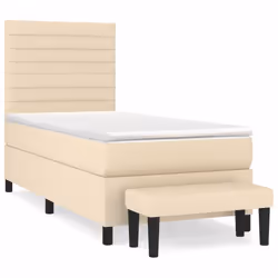 vidaXL Giroletto a Molle con Materasso Crema 90x200 cm inTessuto - Vista aggiuntiva 2