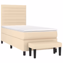 vidaXL Giroletto a Molle con Materasso Crema 90x200 cm inTessuto - Vista aggiuntiva 3