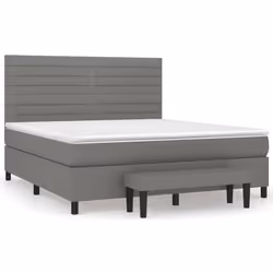 vidaXL Giroletto a Molle con Materasso Grigio Scuro 160x200 cm Tessuto - Vista aggiuntiva 2