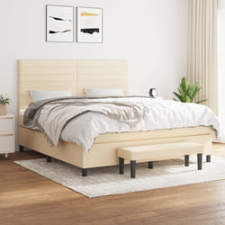 vidaXL Giroletto a Molle con Materasso Crema 160x200 cm in Tessuto