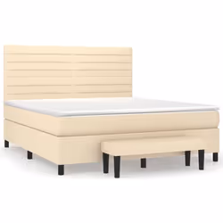 vidaXL Giroletto a Molle con Materasso Crema 160x200 cm in Tessuto - Vista aggiuntiva 2