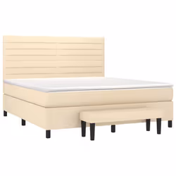 vidaXL Giroletto a Molle con Materasso Crema 160x200 cm in Tessuto - Vista aggiuntiva 3