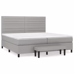 vidaXL Giroletto a Molle con Materasso Grigio Chiaro 200x200cm Tessuto - Vista aggiuntiva 2