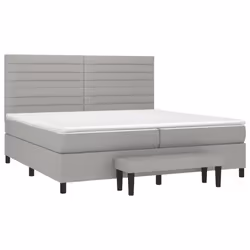 vidaXL Giroletto a Molle con Materasso Grigio Chiaro 200x200cm Tessuto - Vista aggiuntiva 3