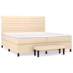 vidaXL Giroletto a Molle con Materasso Crema 200x200 cm in Tessuto - Vista aggiuntiva 2