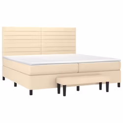 vidaXL Giroletto a Molle con Materasso Crema 200x200 cm in Tessuto - Vista aggiuntiva 3