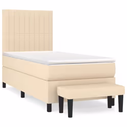 vidaXL Giroletto a Molle con Materasso Crema 80x200 cm inTessuto - Vista aggiuntiva 2