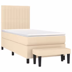 vidaXL Giroletto a Molle con Materasso Crema 80x200 cm inTessuto - Vista aggiuntiva 3