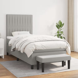 vidaXL Giroletto a Molle con Materasso Grigio Chiaro 90x200 cm Tessuto