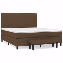vidaXL Giroletto a Molle con Materasso Marrone Scuro 160x200cm Tessuto - Vista aggiuntiva 2