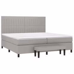 vidaXL Giroletto a Molle con Materasso Grigio Chiaro 200x200cm Tessuto - Vista aggiuntiva 3