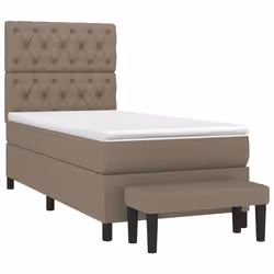 vidaXL Giroletto a Molle con Materasso Tortora 80x200 cm inTessuto - Vista aggiuntiva 3