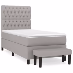 vidaXL Giroletto a Molle con Materasso Grigio Chiaro 90x200 cm Tessuto - Vista aggiuntiva 2