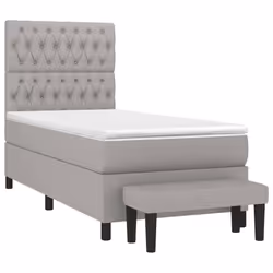 vidaXL Giroletto a Molle con Materasso Grigio Chiaro 90x200 cm Tessuto - Vista aggiuntiva 3
