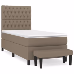 vidaXL Giroletto a Molle con Materasso Tortora 90x200 cm inTessuto - Vista aggiuntiva 2