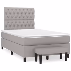 vidaXL Giroletto a Molle con Materasso Grigio Chiaro 120x200cm Tessuto - Vista aggiuntiva 2