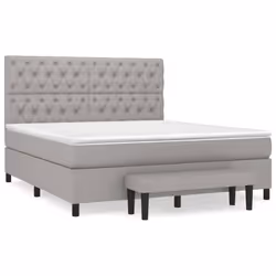 vidaXL Giroletto a Molle con Materasso Grigio Chiaro160x200 cm Tessuto - Vista aggiuntiva 2