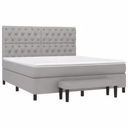 vidaXL Giroletto a Molle con Materasso Grigio Chiaro160x200 cm Tessuto - Vista aggiuntiva 3