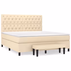 vidaXL Giroletto a Molle con Materasso Crema 160x200 cm in Tessuto - Vista aggiuntiva 2