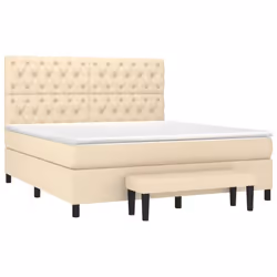 vidaXL Giroletto a Molle con Materasso Crema 160x200 cm in Tessuto - Vista aggiuntiva 3