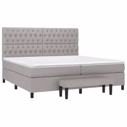 vidaXL Giroletto a Molle con Materasso Grigio Chiaro 200x200cm Tessuto - Vista aggiuntiva 3