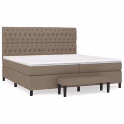 vidaXL Giroletto a Molle con Materasso Tortora 200x200 cm in Tessuto - Vista aggiuntiva 2