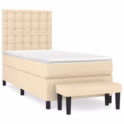 vidaXL Giroletto a Molle con Materasso Crema 80x200 cm inTessuto - Vista aggiuntiva 2