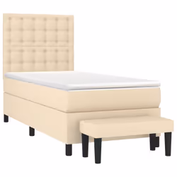 vidaXL Giroletto a Molle con Materasso Crema 90x190 cm in Tessuto - Vista aggiuntiva 3