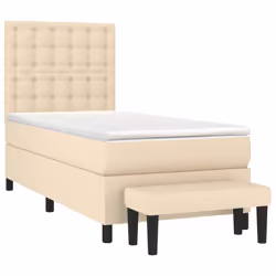 vidaXL Giroletto a Molle con Materasso Crema 90x200 cm inTessuto - Vista aggiuntiva 3