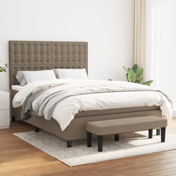 vidaXL Giroletto a Molle con Materasso Tortora 140x200 cm in Tessuto