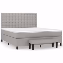 vidaXL Giroletto a Molle con Materasso Grigio Chiaro160x200 cm Tessuto - Vista aggiuntiva 2
