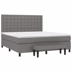 vidaXL Giroletto a Molle con Materasso Grigio Scuro 160x200 cm Tessuto - Vista aggiuntiva 3