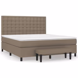 vidaXL Giroletto a Molle con Materasso Tortora 160x200 cm in Tessuto - Vista aggiuntiva 2
