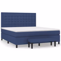 vidaXL Giroletto a Molle con Materasso Blu 160x200 cm in Tessuto - Vista aggiuntiva 2