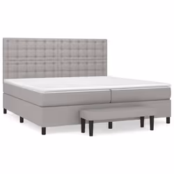 vidaXL Giroletto a Molle con Materasso Grigio Chiaro 200x200cm Tessuto - Vista aggiuntiva 2