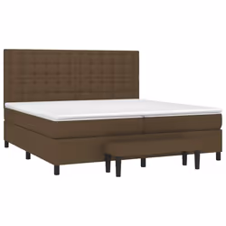 vidaXL Giroletto a Molle con Materasso Marrone Scuro 200x200cm Tessuto - Vista aggiuntiva 3